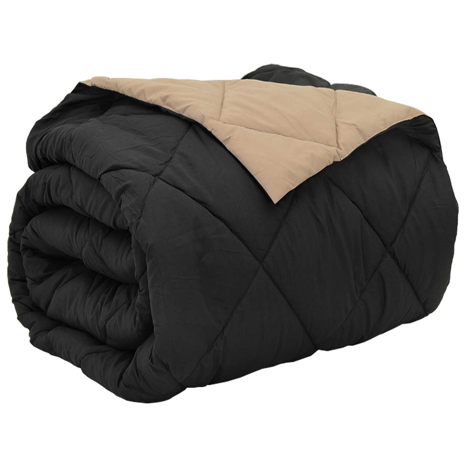 Vidaxl vol jaar dekbed zwart en taupe 240 x 200 cm microfiber
