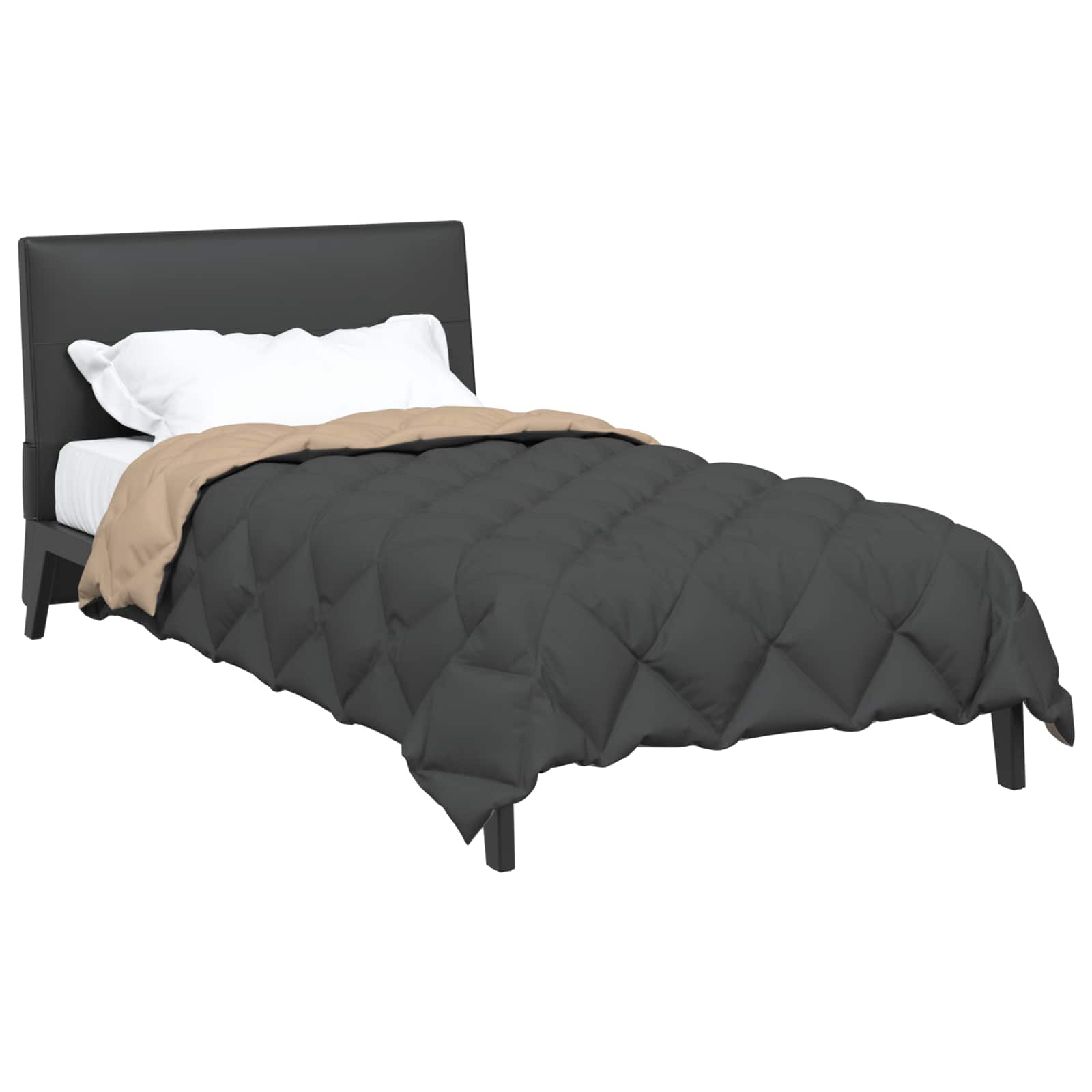 Vidaxl winter dekbed antraciet en taupe 200 x 140 cm microfiber