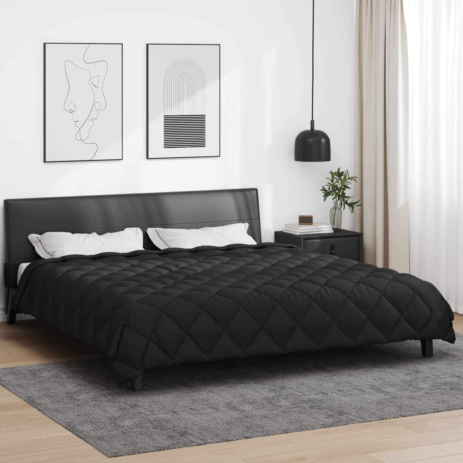 Vidaxl winter dekbed zwart 220 x 260 cm microfiber