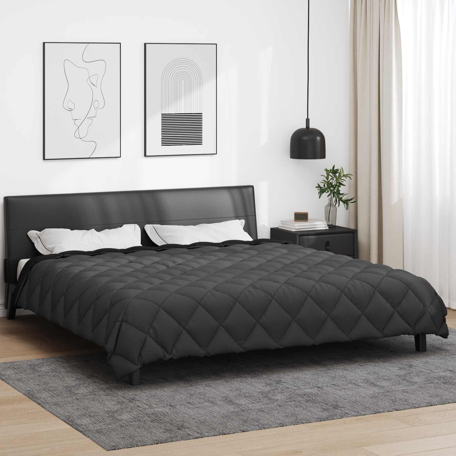 Vidaxl winter dekbed zwart en anthraciet 240 x 200 cm microfiber