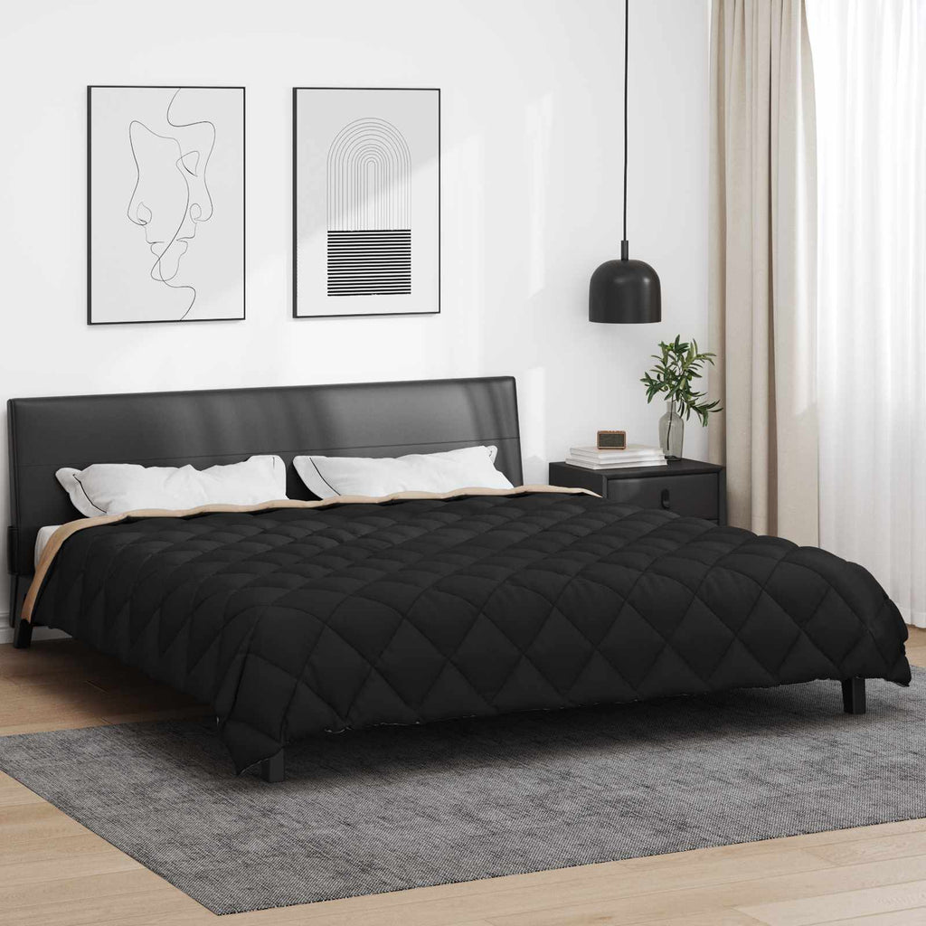 Vidaxl winter dekbed zwart en taupe 240 x 200 cm microfiber