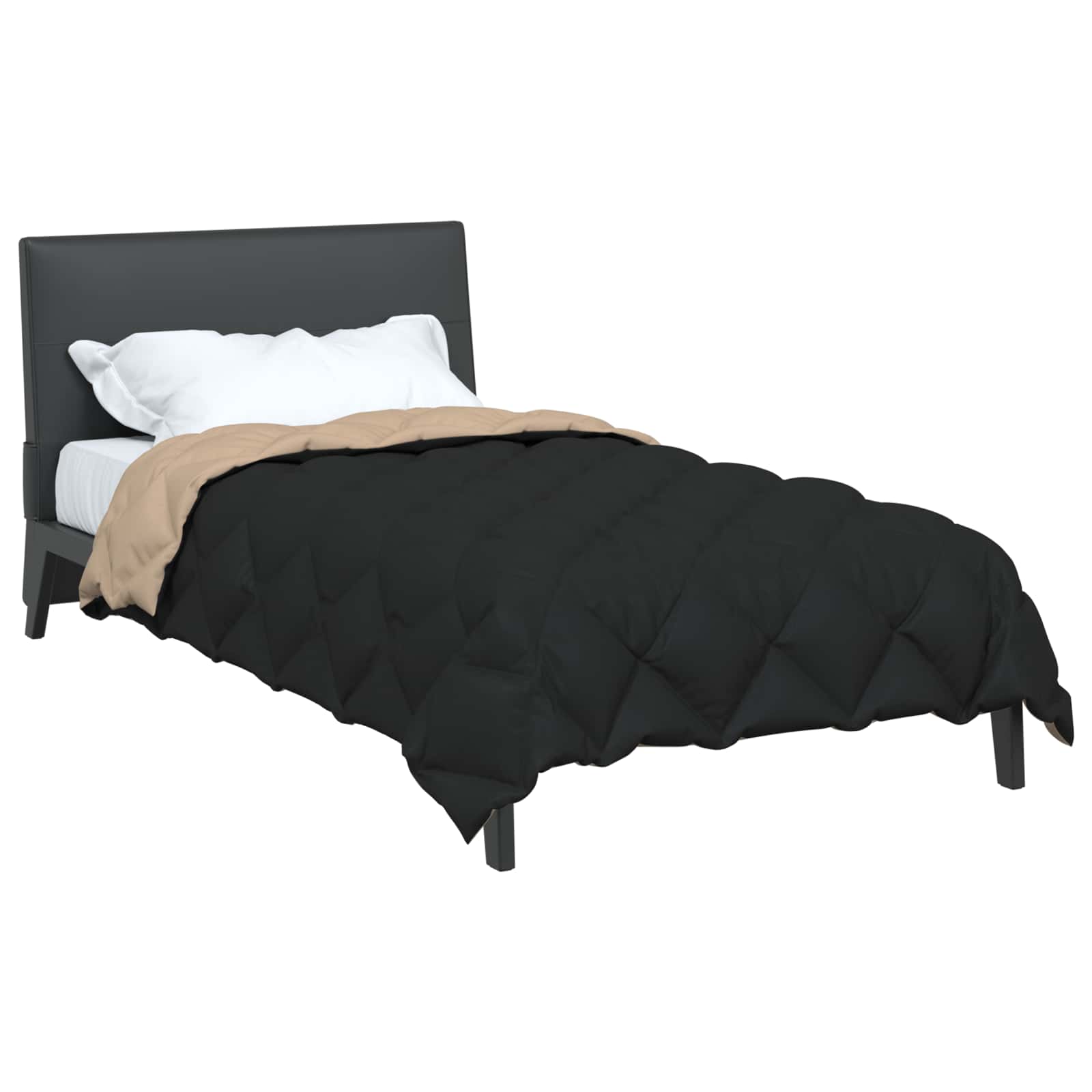 Vidaxl winter dekbed zwart en taupe 220 x 140 cm microfiber