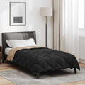 Vidaxl winter dekbed zwart en taupe 220 x 155 cm microfiber