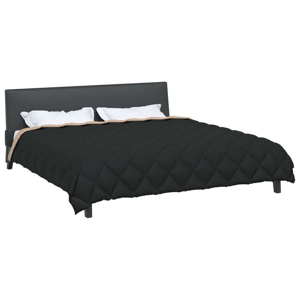 Vidaxl winter dekbed zwart en taupe 220 x 200 cm microfiber