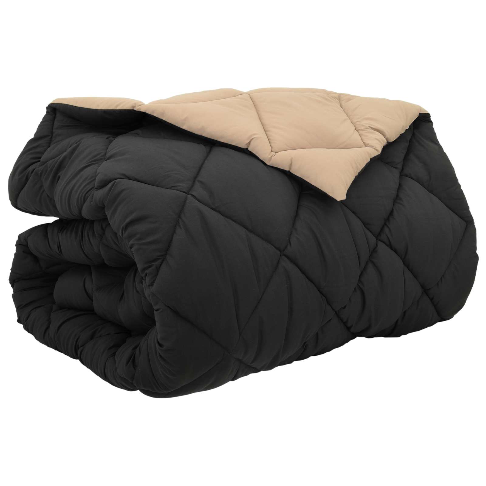 Vidaxl winter dekbed zwart en taupe 220 x 240 cm microfiber