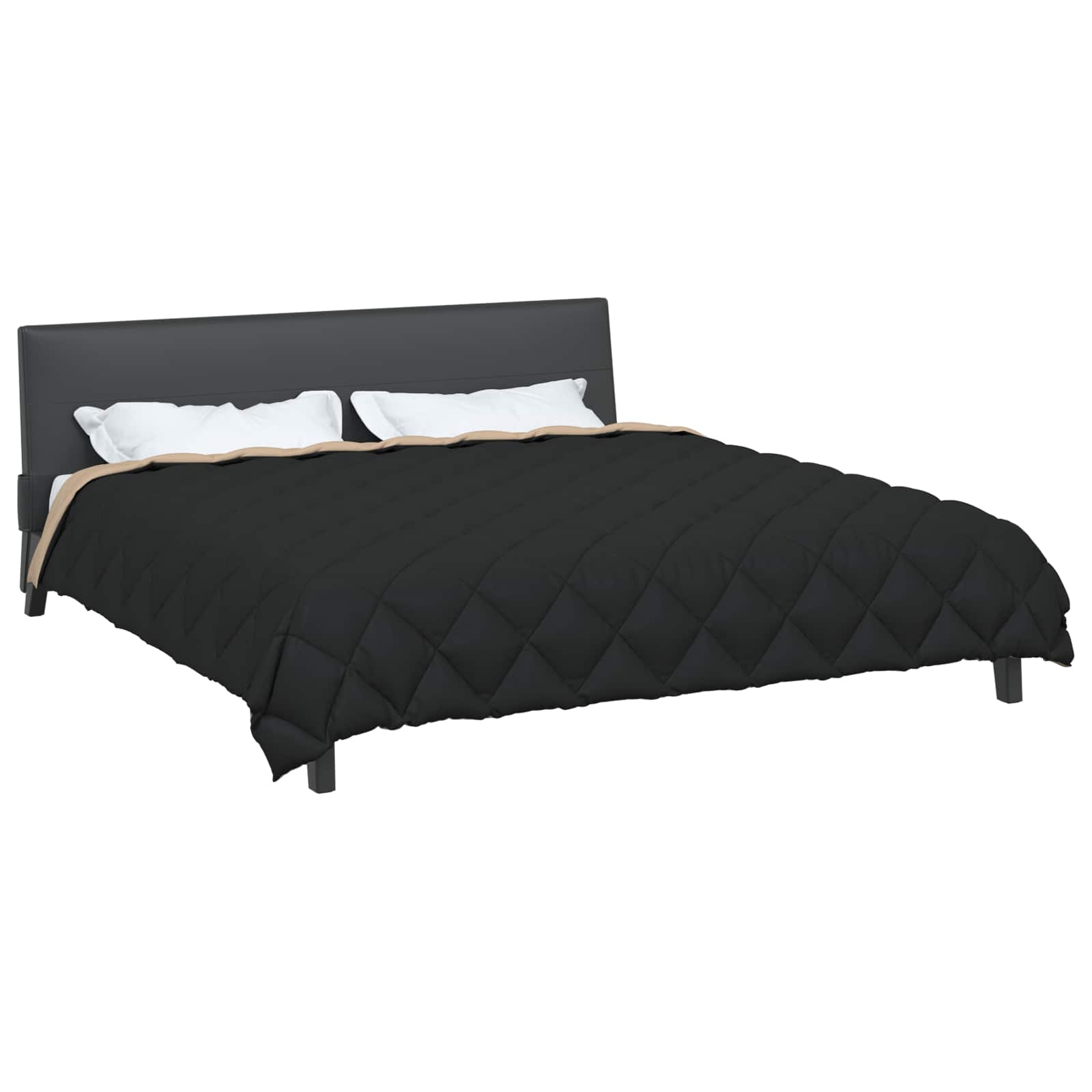 Vidaxl winter dekbed zwart en taupe 220 x 260 cm microfiber