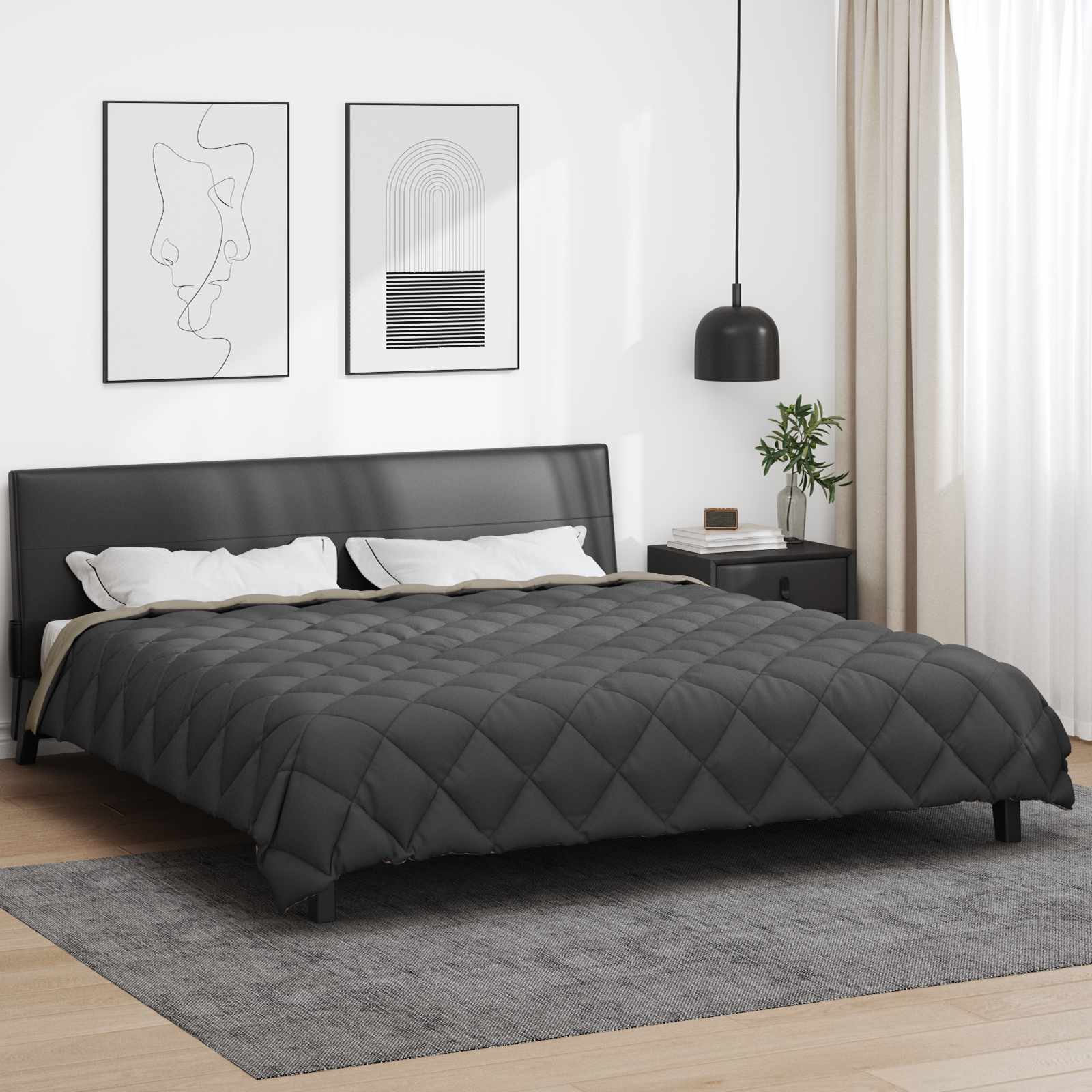 Vidaxl winter dekbed lichtgrijs en antraciet 220 x 240 cm microfiber