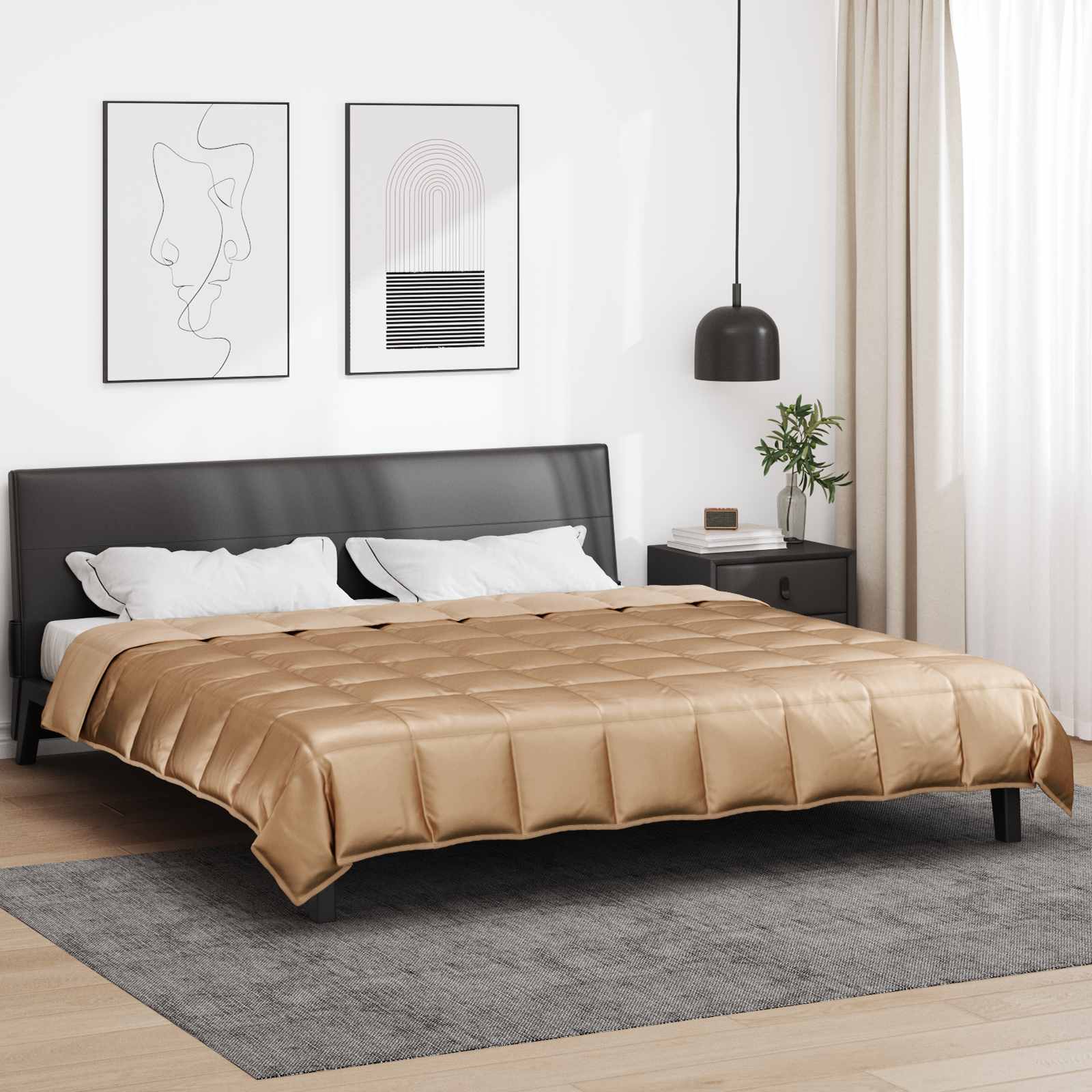 Vidaxl zomer dekbed goud 220 x 200 cm satijn en microfiber