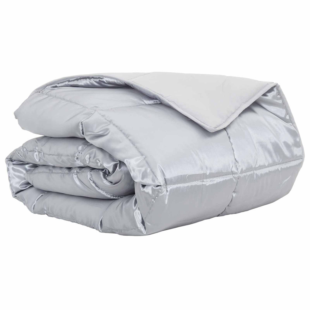 Vidaxl zomer dekbed zilver 200 x 155 cm satijn en microfiber