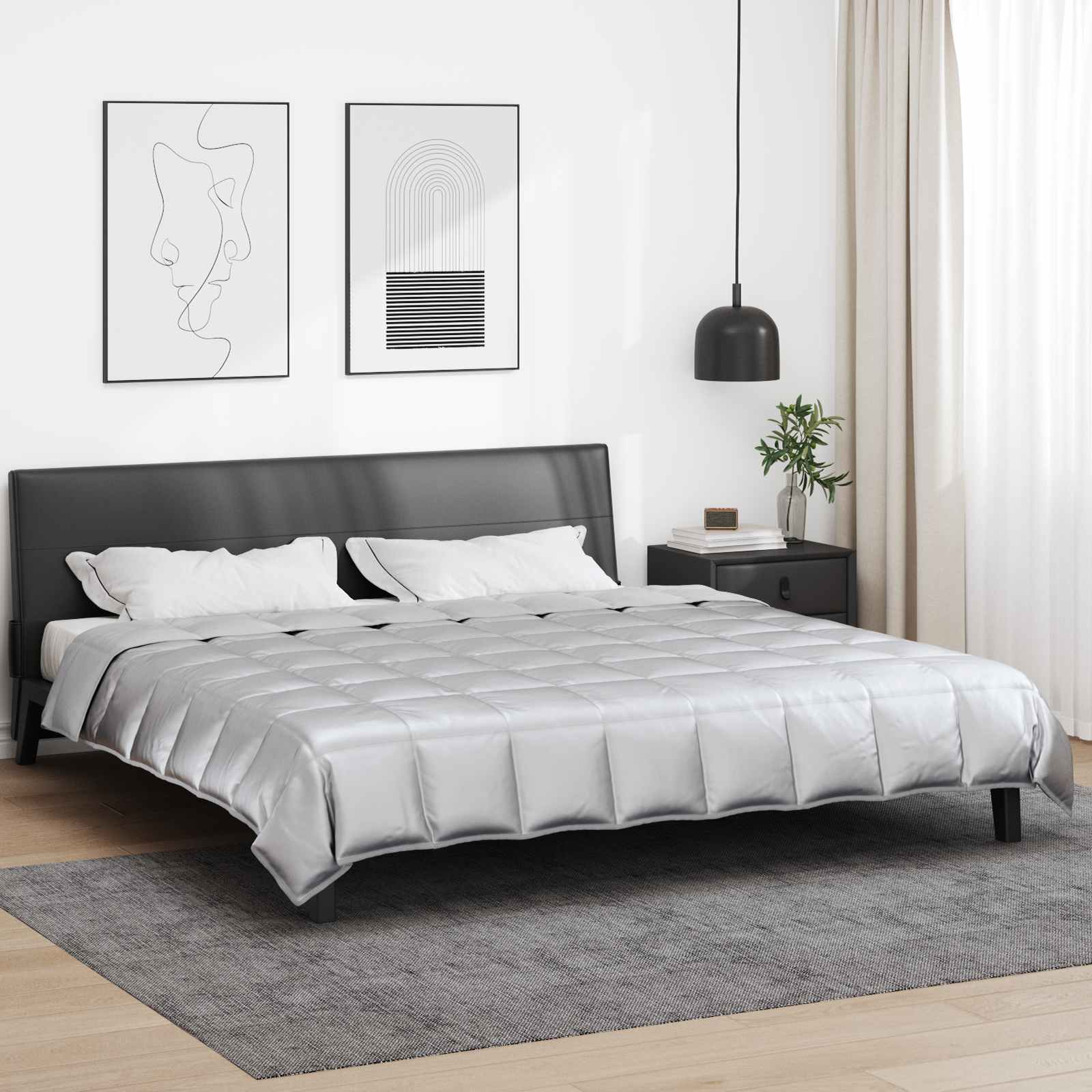 Vidaxl vol jaar dekbed zilver 220 x 260 cm satijn en microfiber