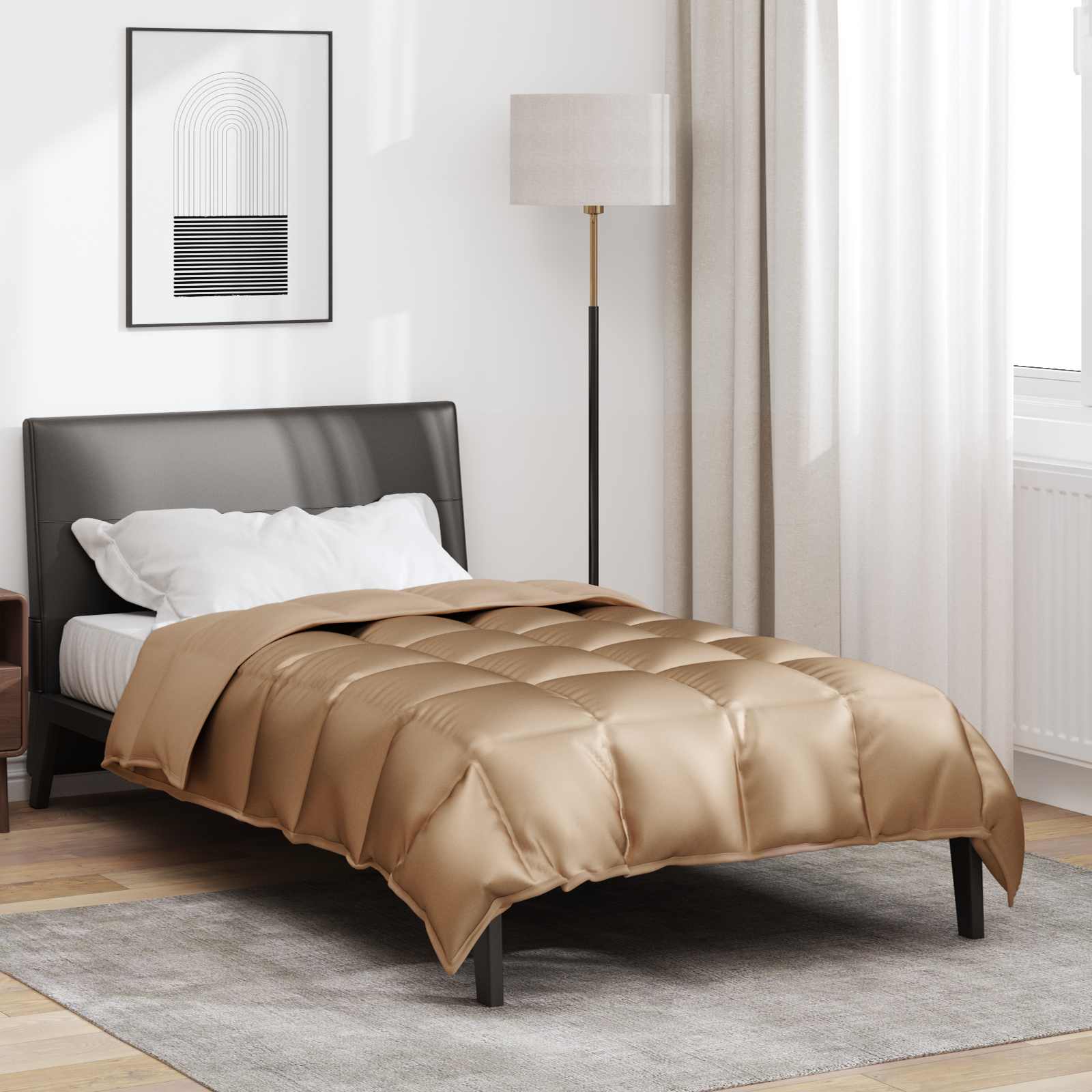Vidaxl winter dekbed goud 200 x 135 cm satijn en microfiber