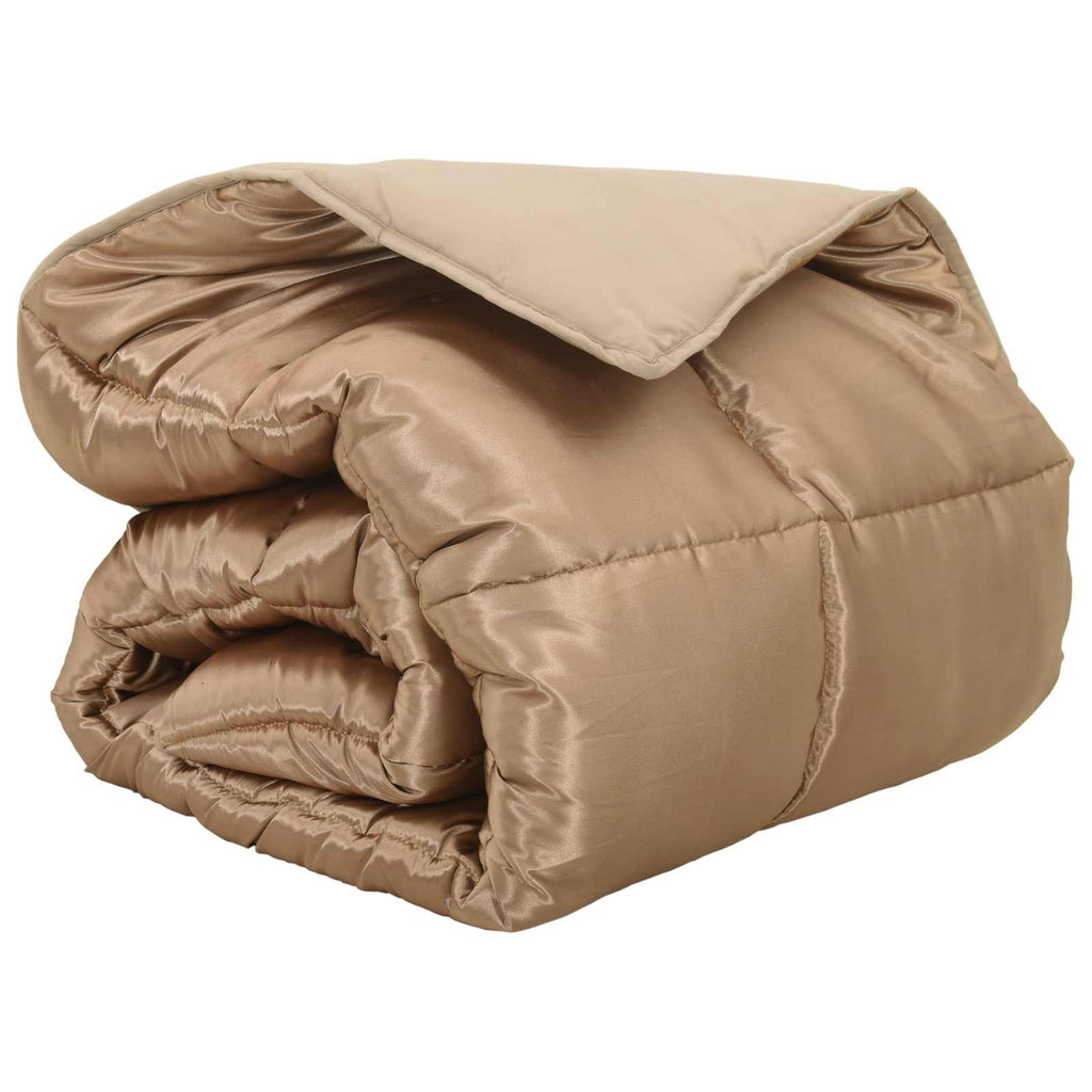 Vidaxl winter dekbed goud 220 x 155 cm satijn en microfiber