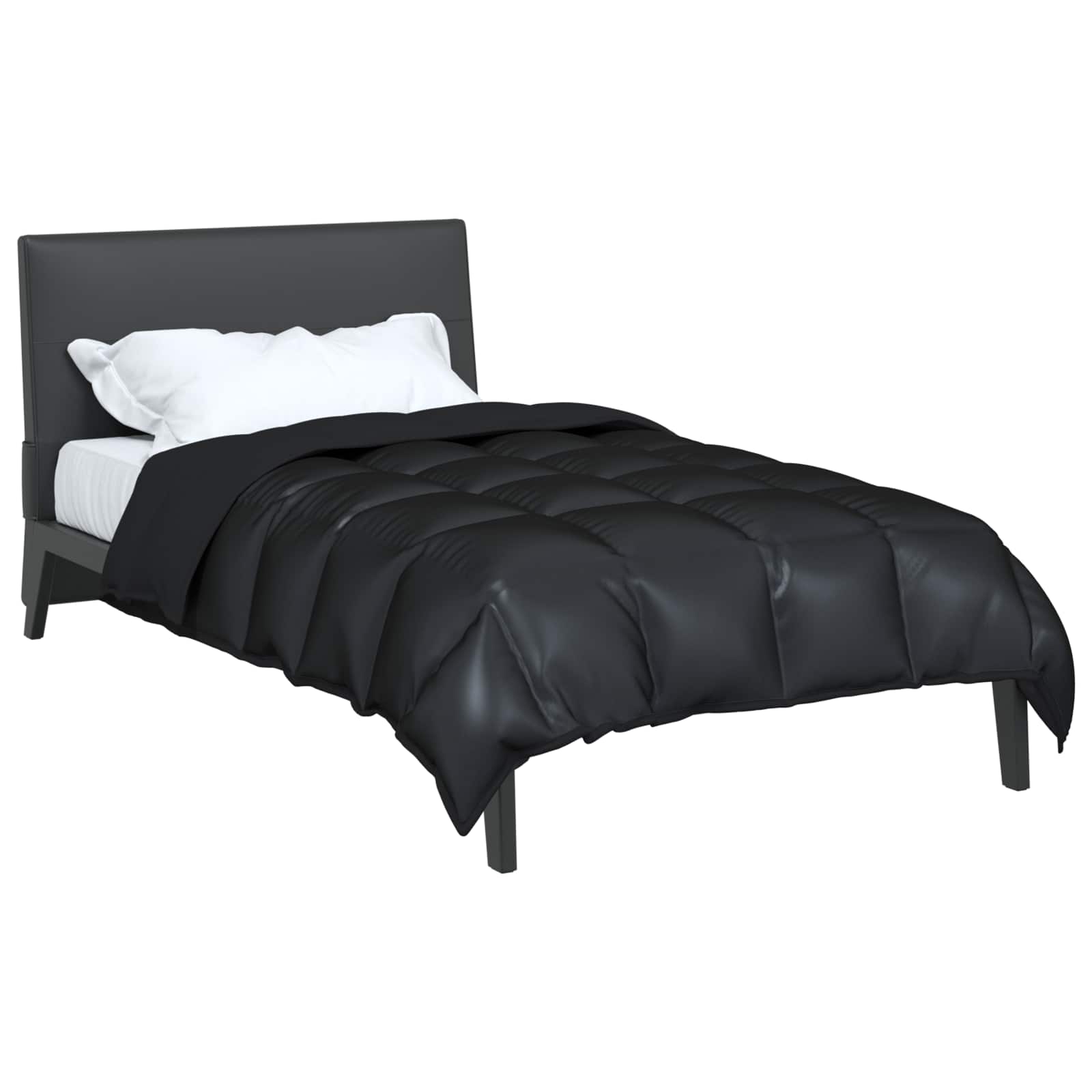 Vidaxl winter dekbed zwart 200 x 135 cm satijn en microfiber