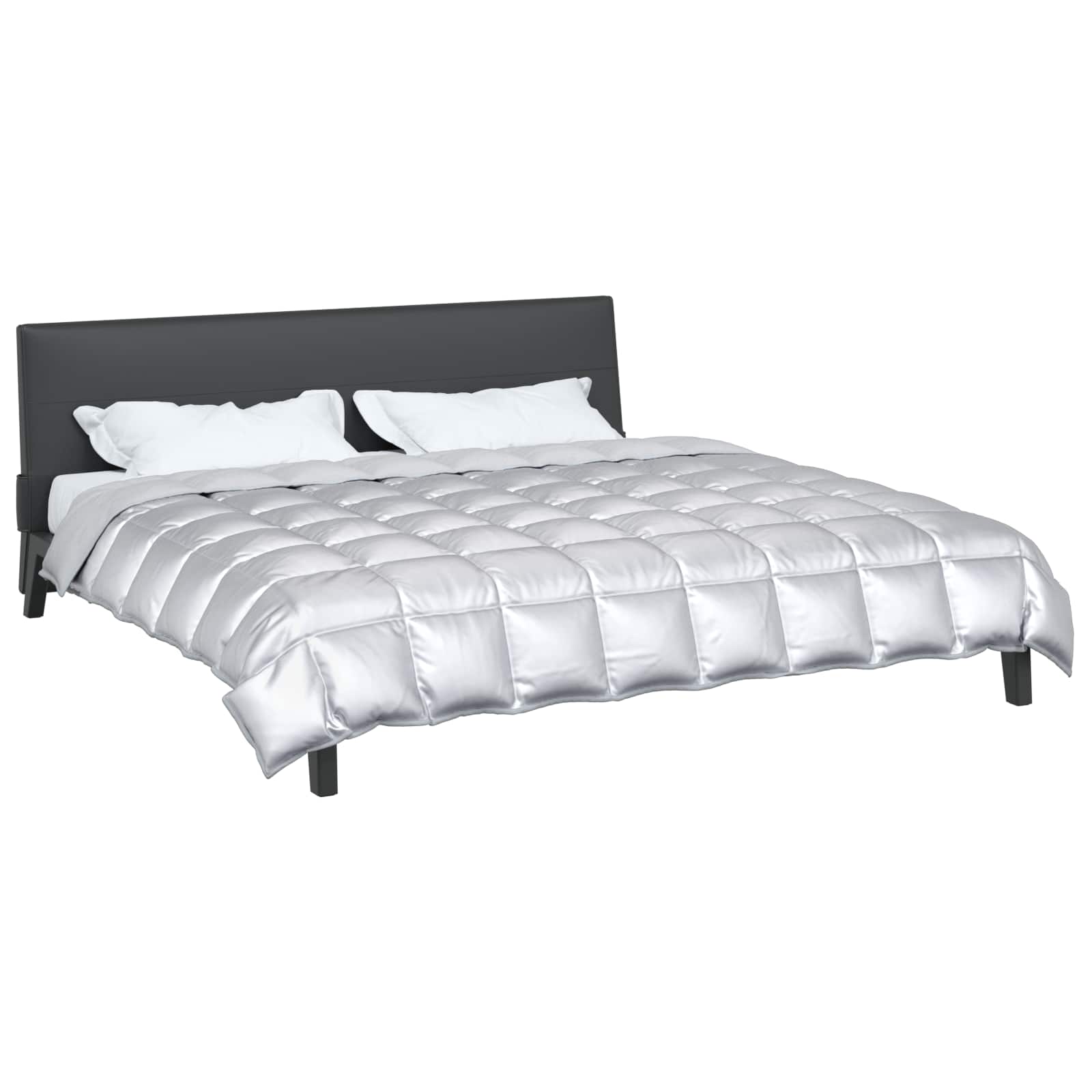 Vidaxl winter dekbed zilver 240 x 200 cm satijn en microfiber