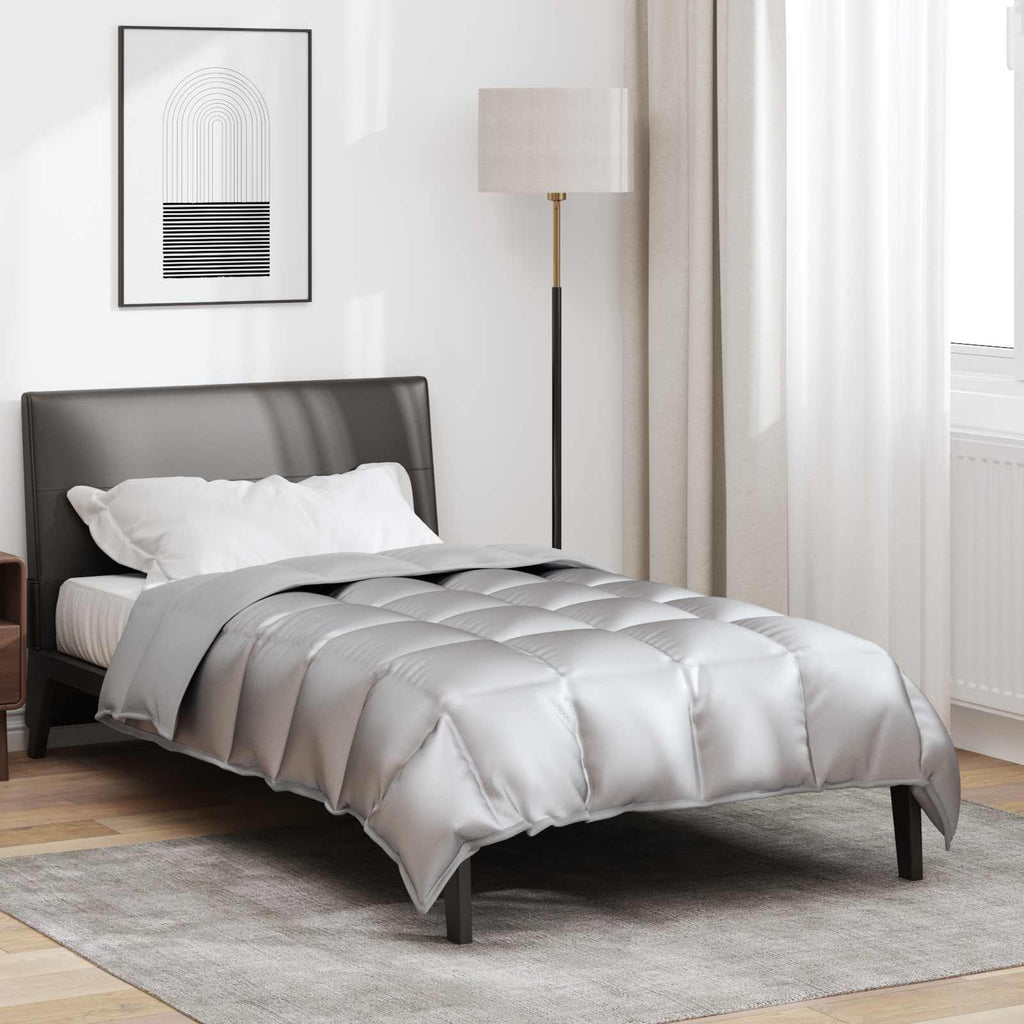 Vidaxl winter dekbed zilver 220 x 140 cm satijn en microfiber