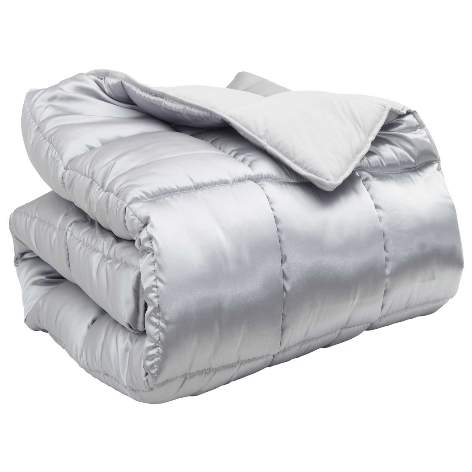 Vidaxl winter dekbed zilver 220 x 155 cm satijn en microfiber