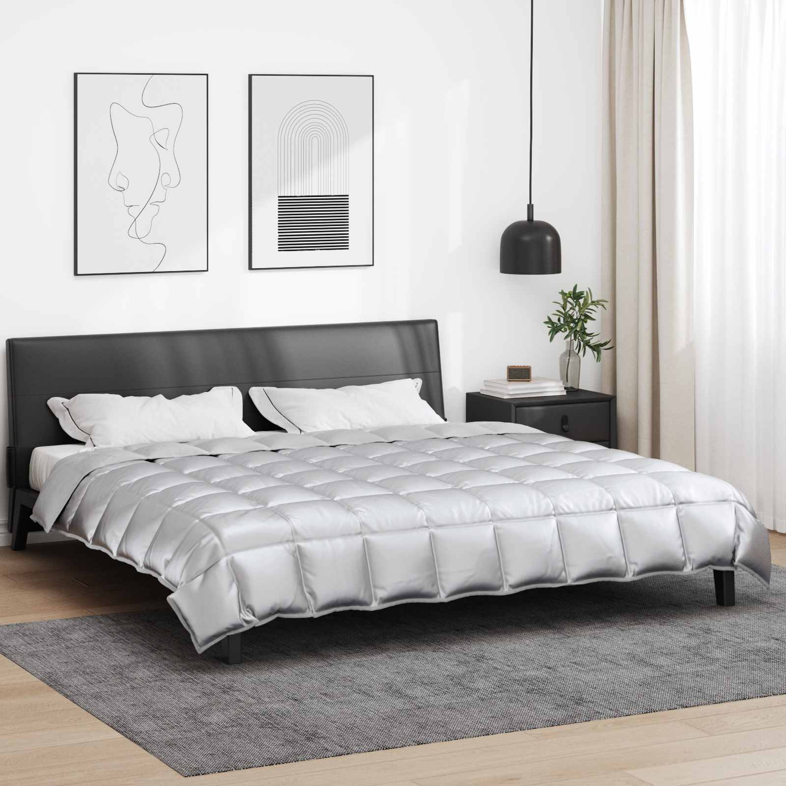 Vidaxl winter dekbed zilver 220 x 260 cm satijn en microfiber