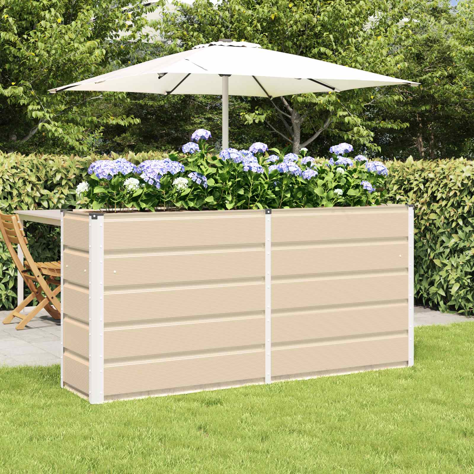 Vidaxl plantenbak ivoor 160 x 40 x 75 cm staal