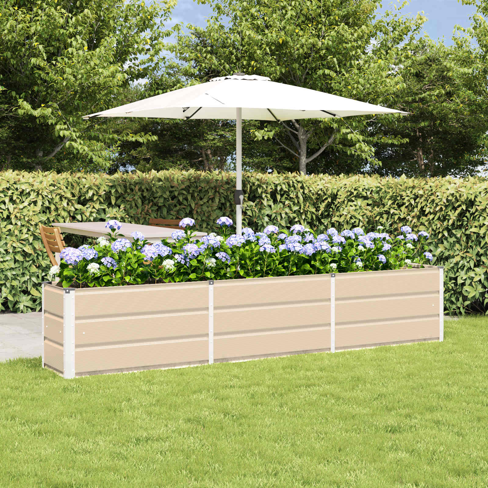 Vidaxl plantenbak ivoor 240 x 40 x 45 cm staal