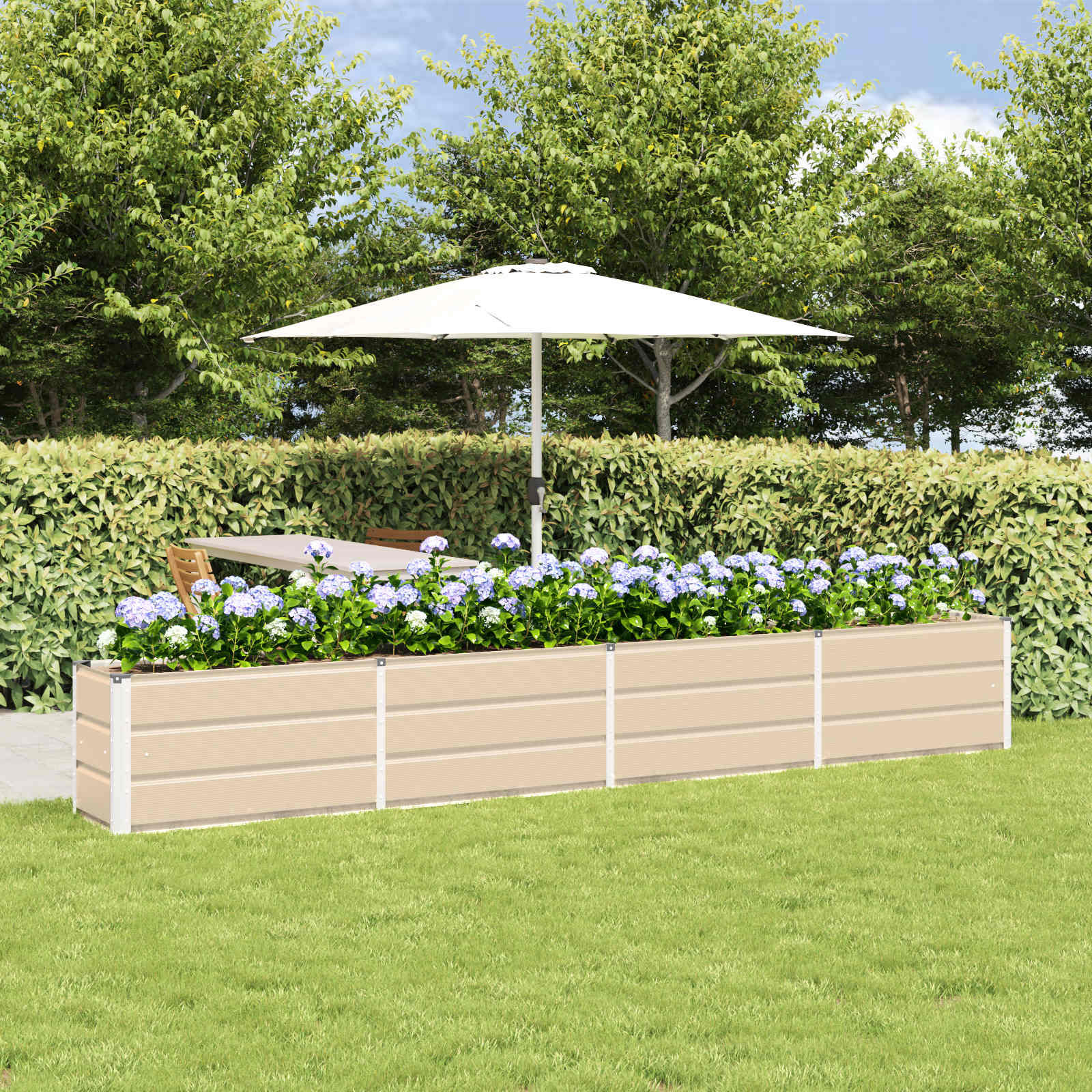 Vidaxl plantenbak ivoor 320 x 40 x 45 cm staal