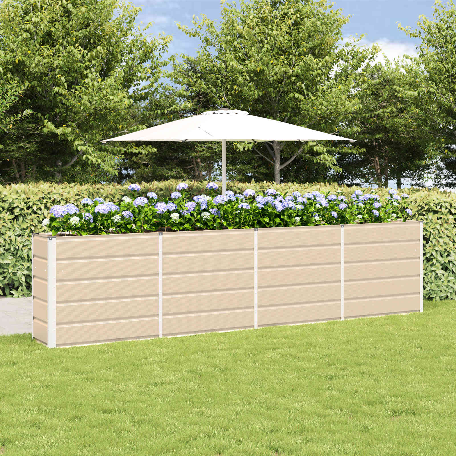 Vidaxl plantenbak ivoor 160 x 40 x 75 cm staal