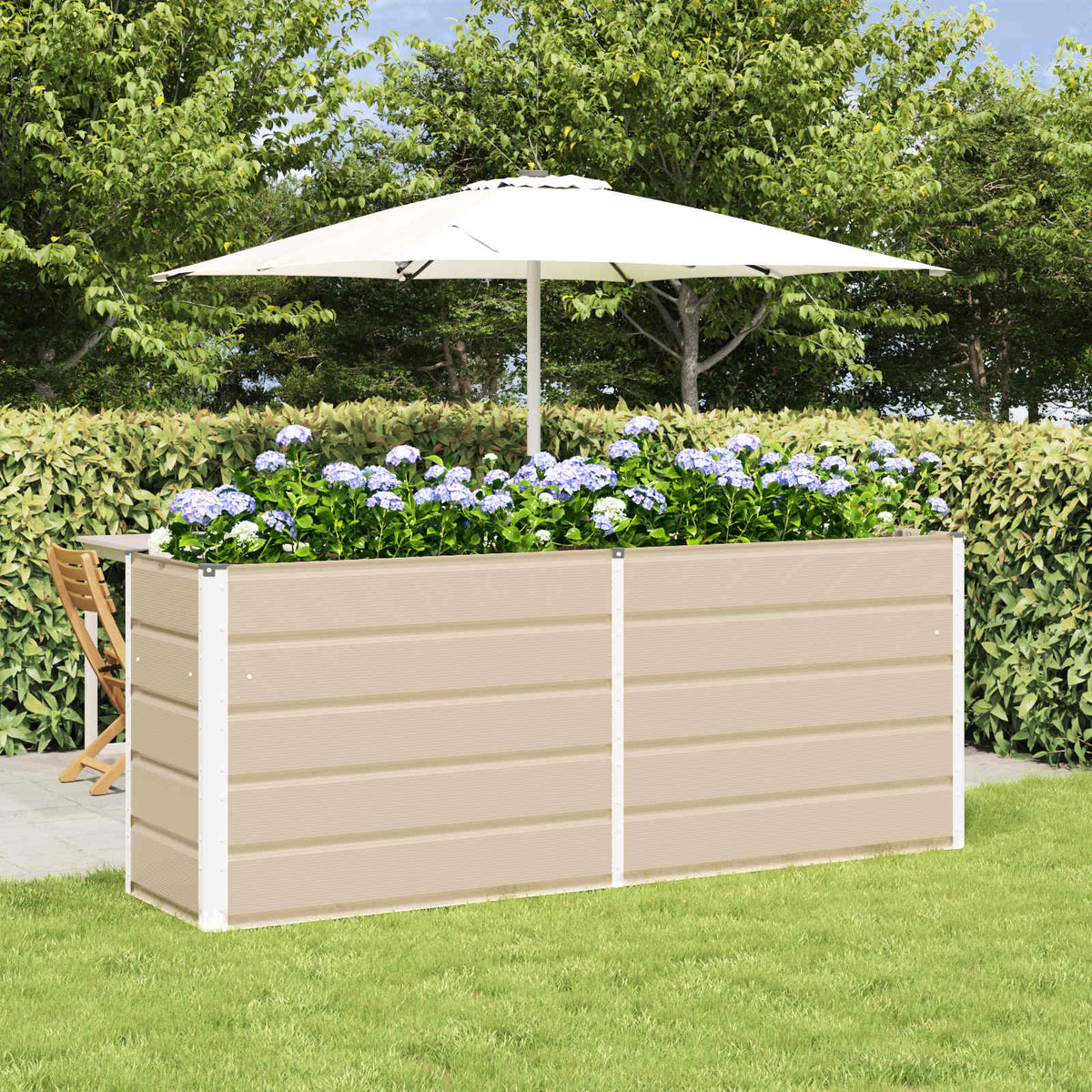 Vidaxl plantenbak ivoor 195 x 50 x 75 cm gegalvaniseerd staal