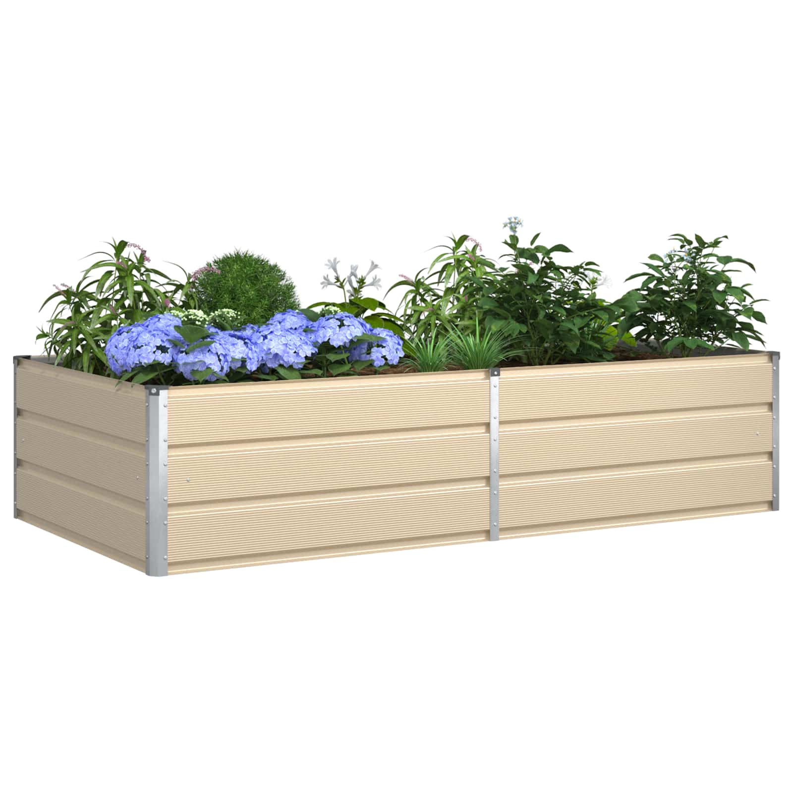 Vidaxl plantenbak ivoor 195 x 100 x 45 cm gegalvaniseerd staal
