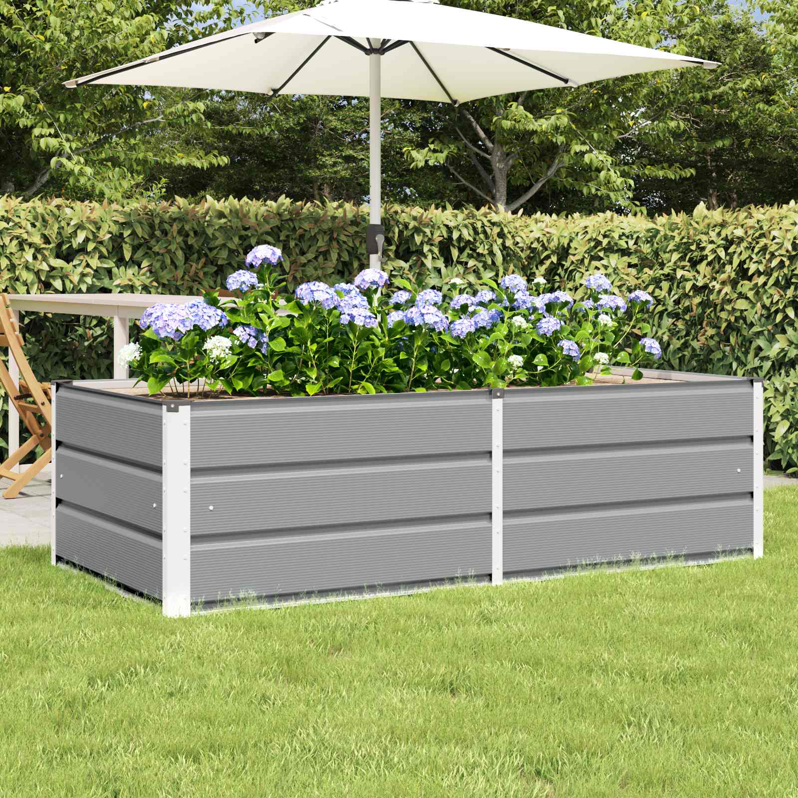 Vidaxl plantenbak lichtgrijs 160 x 80 x 45 cm staal