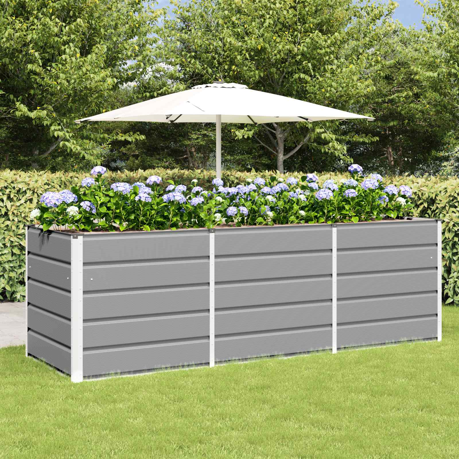 Vidaxl plantenbak lichtgrijs 240 x 80 x 75 cm staal