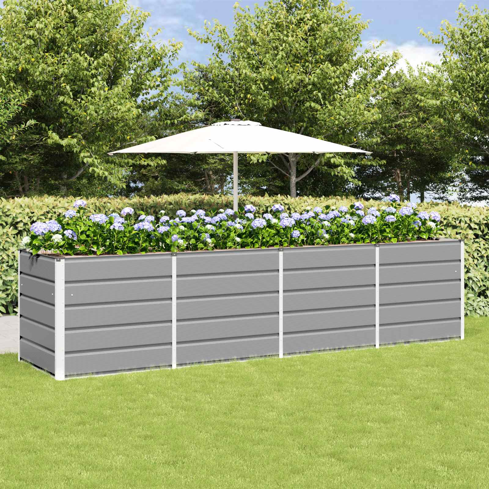 Vidaxl plantenbak lichtgrijs 240 x 80 x 75 cm staal