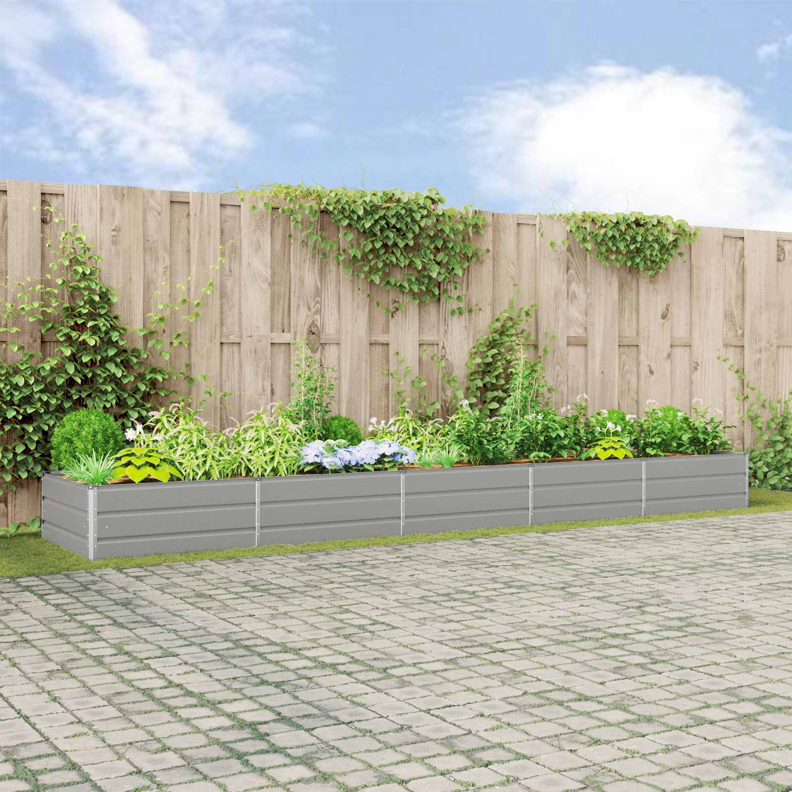 Vidaxl plantenbak lichtgrijs 195 x 100 x 45 cm gegalvaniseerd staal