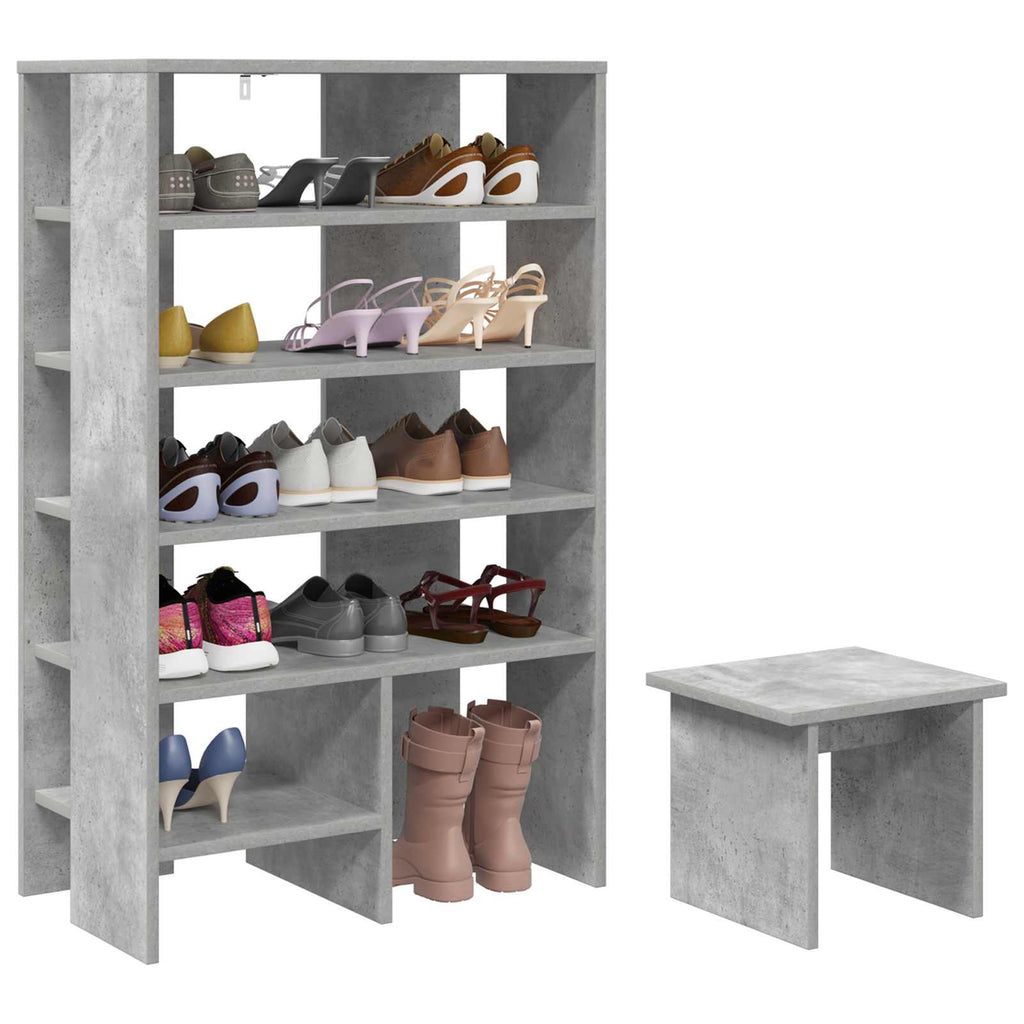 Vidaxl schoenenkast met plank 2 pcs beton grijs bewerkt hout