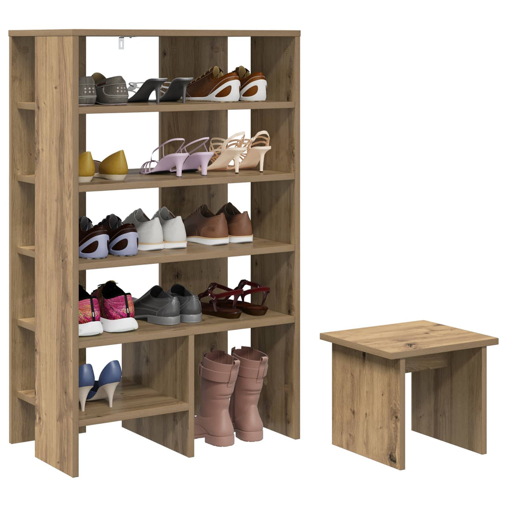 Vidaxl schoenenkast met plank 2 pcs artisan eiken bewerkt hout