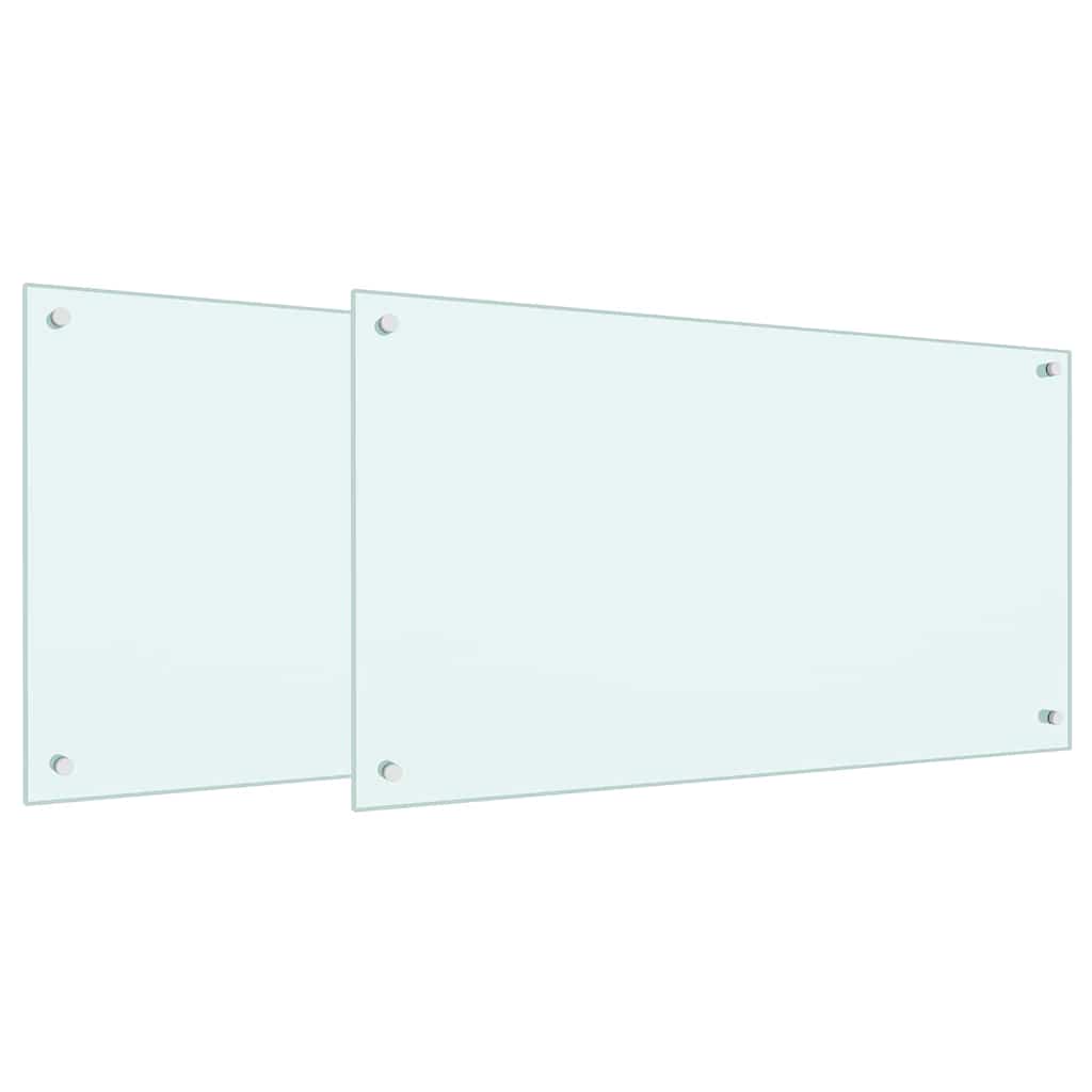 Vidaxl keuken spatscherm 2 pcs wit 90 x 50 cm gehard glas