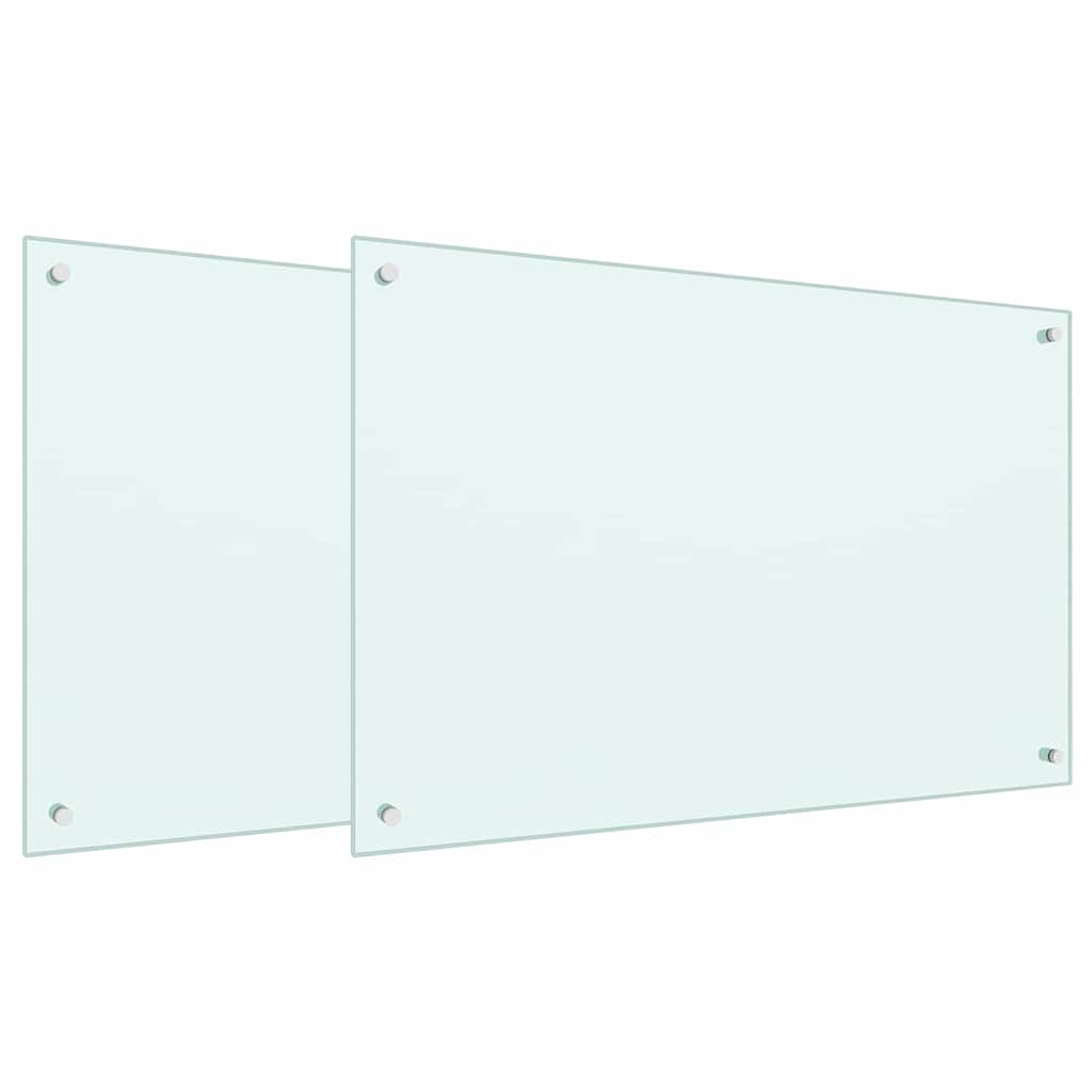 Vidaxl keuken spatscherm 2 pcs wit 90 x 60 cm gehard glas
