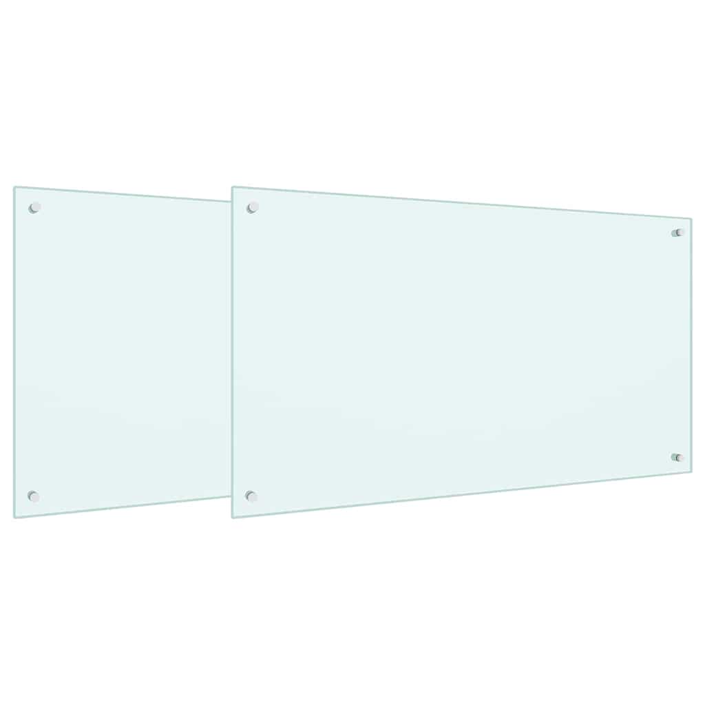 Vidaxl keuken spatscherm 2 pcs wit 100 x 60 cm gehard glas