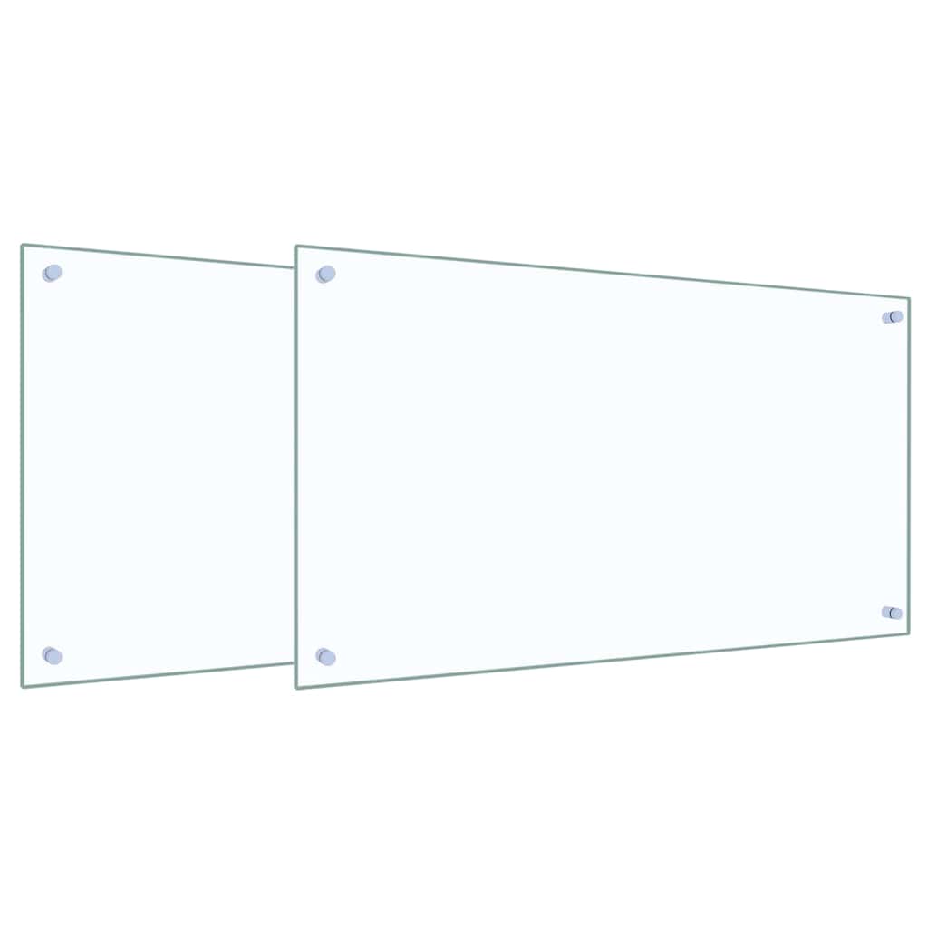 Vidaxl keuken spatscherm 2 pcs doorzichtig 90 x 50 cm gehard glas