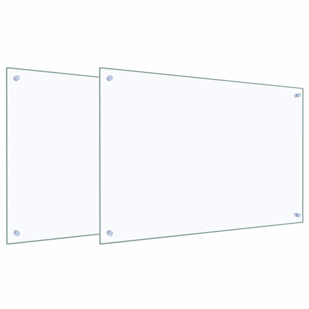 Vidaxl keuken spatscherm 2 pcs doorzichtig 90 x 60 cm gehard glas