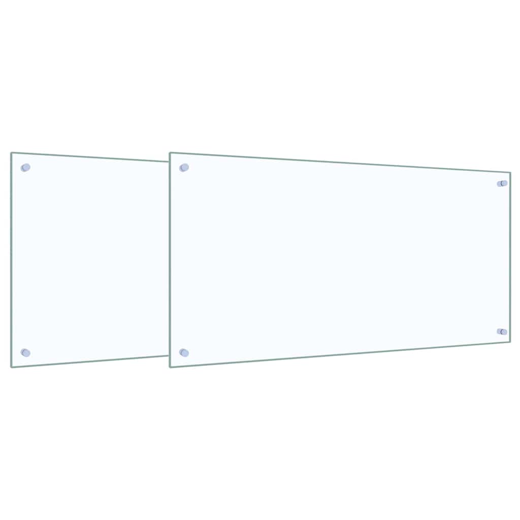 Vidaxl keuken spatscherm 2 pcs doorzichtig 100 x 50 cm gehard glas