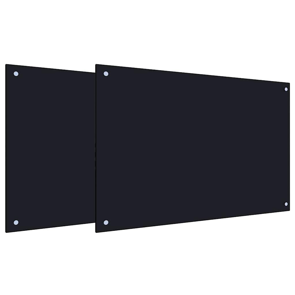 Vidaxl keuken spatscherm 2 pcs zwart 90 x 60 cm gehard glas