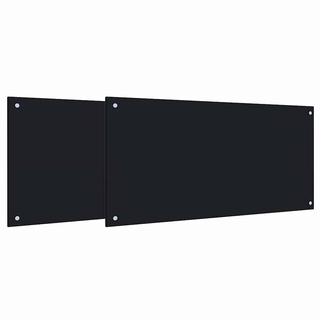 Vidaxl keuken spatscherm 2 pcs zwart 100 x 50 cm gehard glas