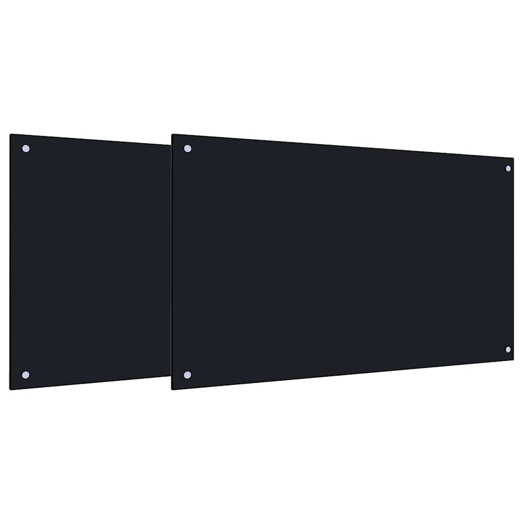 Vidaxl keuken spatscherm 2 pcs zwart 100 x 60 cm gehard glas