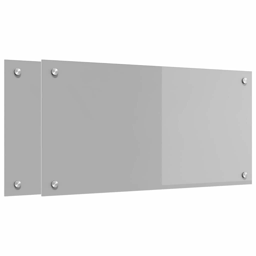 Vidaxl keuken spatscherm 2 pcs lichtgrijs 80 x 40 cm gehard glas