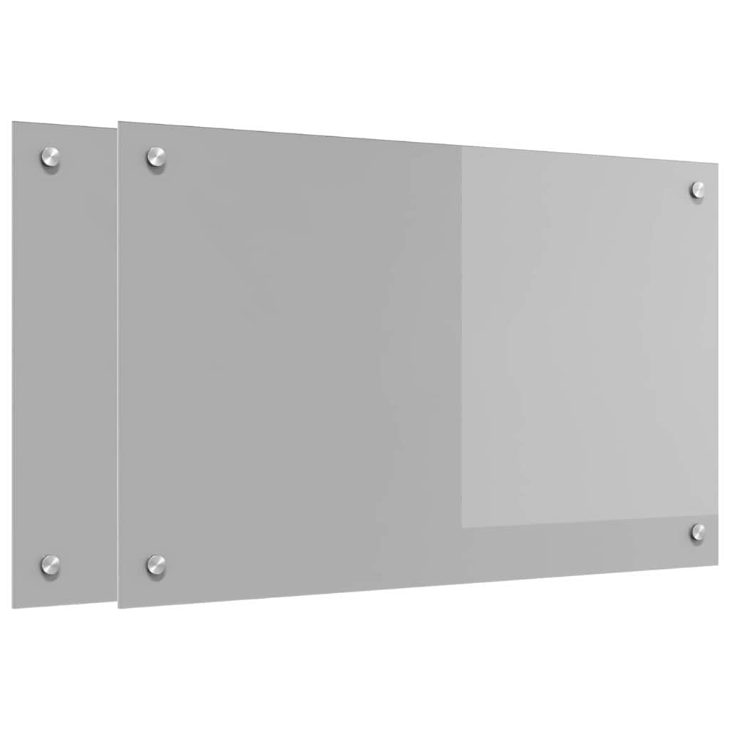 Vidaxl keuken spatscherm 2 pcs lichtgrijs 80 x 50 cm gehard glas