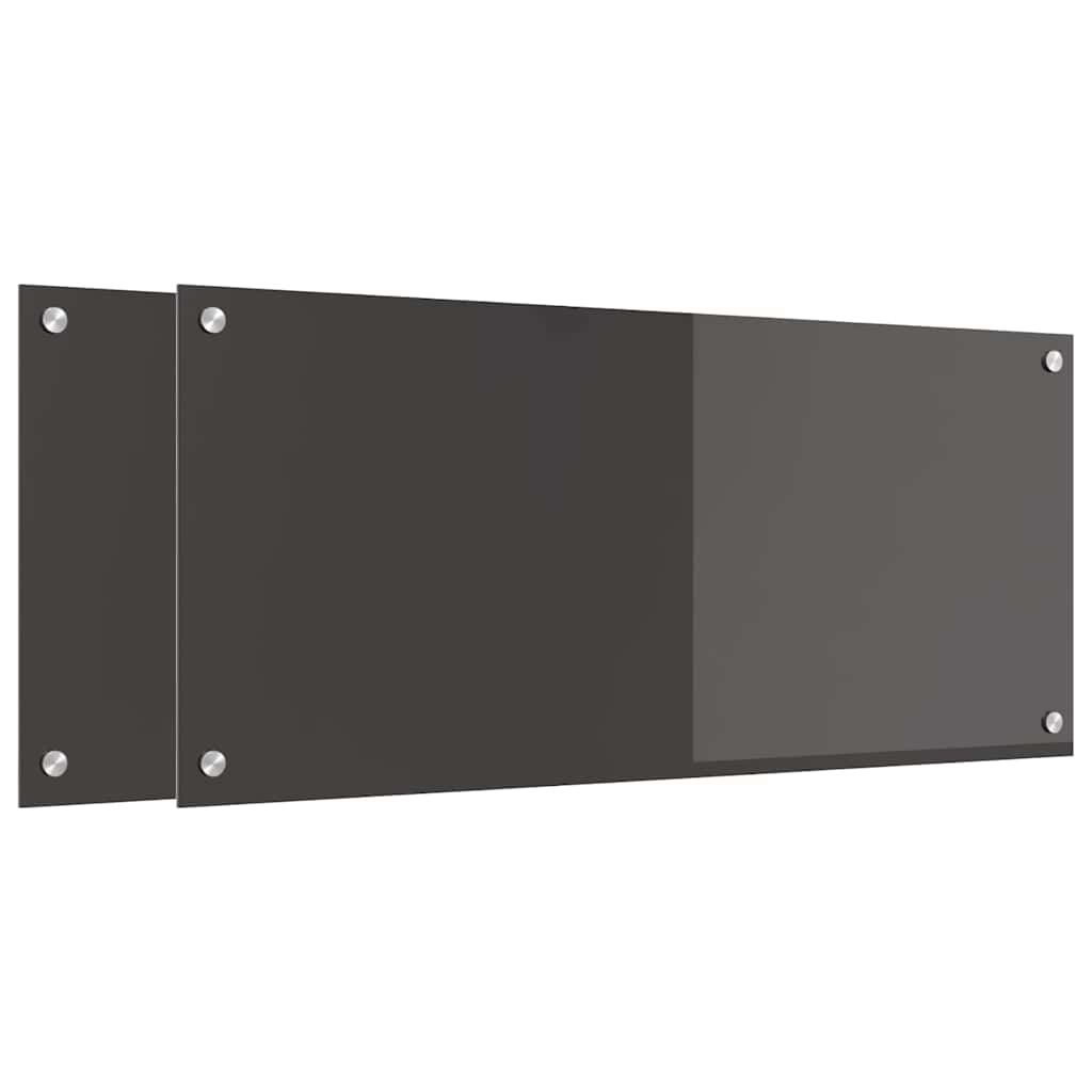 Vidaxl keuken spatscherm 2 pcs donkergrijs 90 x 40 cm gehard glas