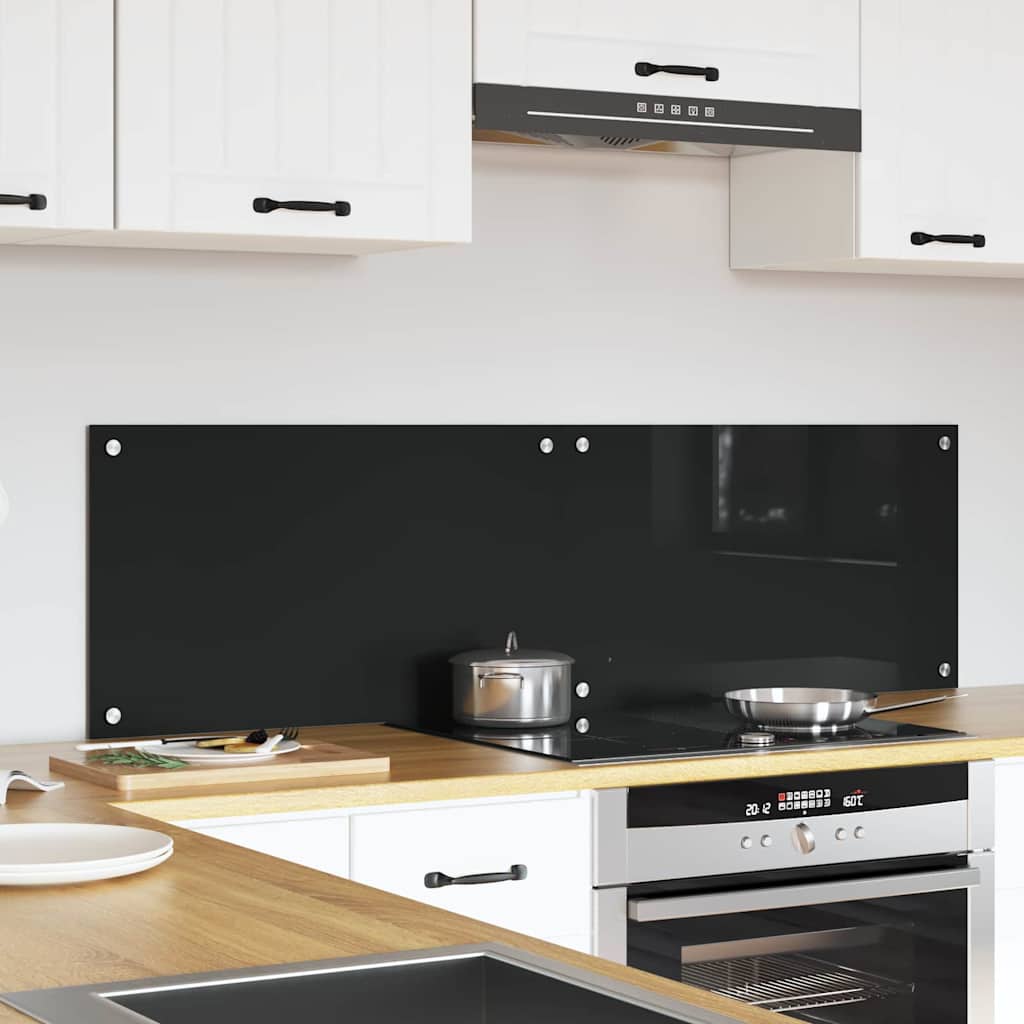 Vidaxl keukenachterwand 2 st zwart 70 x 40 cm gehard glas