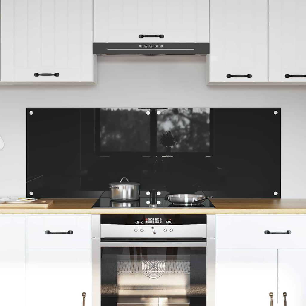 Vidaxl keuken achterwand 2 pcs zwart 70 x 50 cm gehard glas