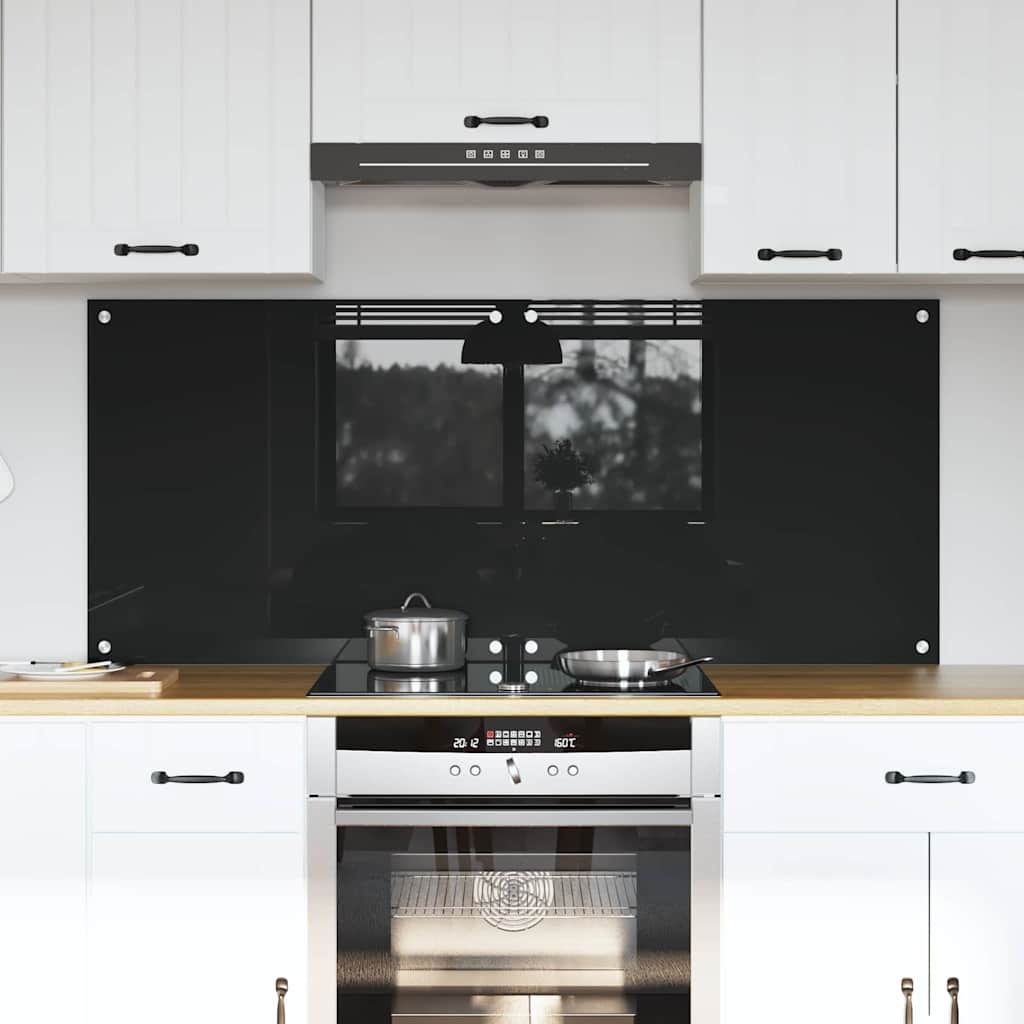 Vidaxl keukenachterwand 2 st zwart 70 x 60 cm gehard glas