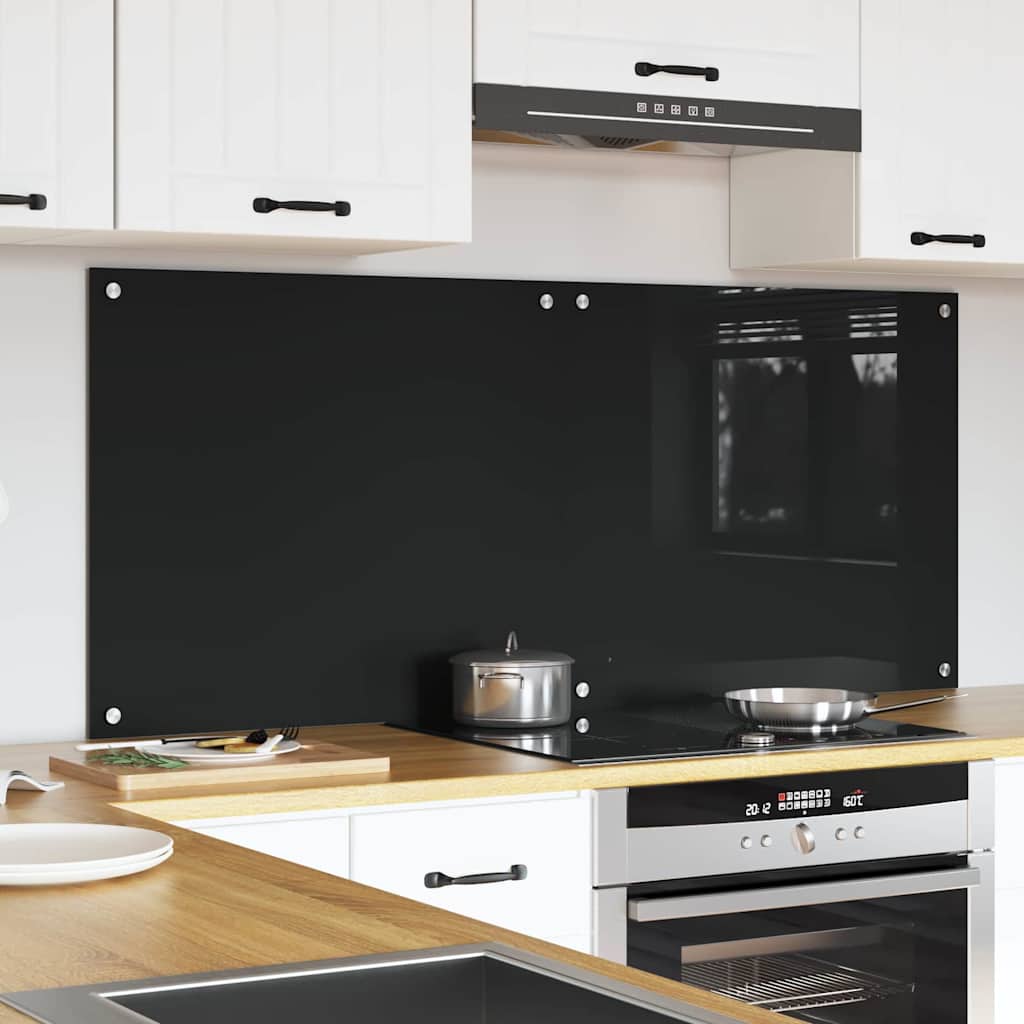 Vidaxl keukenachterwand 2 st zwart 70 x 60 cm gehard glas