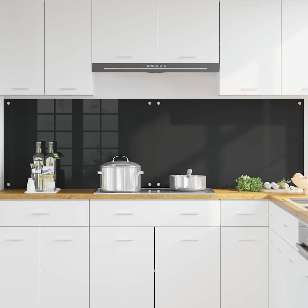 Vidaxl keuken achterwand 2 pcs zwart 100 x 60 cm gehard glas